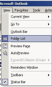 [ Select Folder List from the View menu to show or hide the folder view...]
